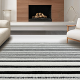 Ultra Soft Area Rug, Non Slip, Stain Resistant, Washable Area Rugs for Living Room, Bedroom, Bold Stripe Entryway Area Rug Black and White Patterned(Black)