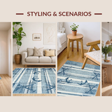 Ultra Soft Area Rug, Non Slip, Stain Resistant, Washable Area Rugs for Living Room, Bedroom, Nautical Denim Textured Canvas(Blue)