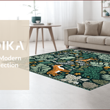 Ultra Soft Area Rug, Non Slip, Stain Resistant, Washable Area Rugs for Living Room, Bedroom, Modern Washable Botanical Playroom Area Rug(Green)