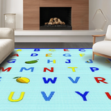 Ultra Soft Area Rug, Non Slip, Stain Resistant, Washable Area Rugs for Living Room, Bedroom, Bright Animal-Themed Alphabet Style(Blue)