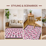 Ultra Soft Area Rug, Non Slip, Stain Resistant, Washable Area Rugs for Living Room, Bedroom, Charming Floral Daisy Arrangement(Pink)