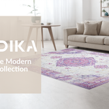 Ultra Soft Area Rug, Non Slip, Stain Resistant, Washable Area Rugs for Living Room, Bedroom, Contemporary Abstract Lattice Arrangement(Purple)
