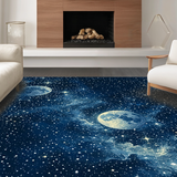 Ultra Soft Area Rug, Non Slip, Stain Resistant, Washable Area Rugs for Living Room, Bedroom, Serene Nighttime Celestial Display(Blue)