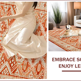 Ultra Soft Area Rug, Non Slip, Stain Resistant, Washable Area Rugs for Living Room, Bedroom, Elegant Striped Rustic Harmony(Orange)