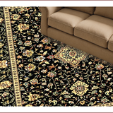 Ultra Soft Area Rug, Non Slip, Stain Resistant, Washable Area Rugs for Living Room, Bedroom, Timeless Botanical Tapestry Fusion(Black)