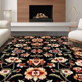 Ultra Soft Area Rug, Non Slip, Stain Resistant, Washable Area Rugs for Living Room, Bedroom, Stylish Black Floral Harmony(Black)