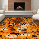 Ultra Soft Area Rug, Non Slip, Stain Resistant, Washable Area Rugs for Living Room, Bedroom, Bold Orange Playful Design Theme(Orange)