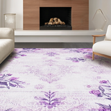 Ultra Soft Area Rug, Non Slip, Stain Resistant, Washable Area Rugs for Living Room, Bedroom, Modern Colorful Ogee Patterns(Purple)
