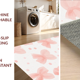 Ultra Soft Area Rug, Non Slip, Stain Resistant, Washable Area Rugs for Living Room, Bedroom, Sweetheart Bowknot Rug: Pastel Pink and White Boho Floor Covering(Beige)