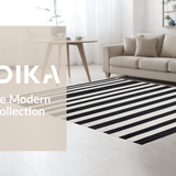 Ultra Soft Area Rug, Non Slip, Stain Resistant, Washable Area Rugs for Living Room, Bedroom, Retro Black & White Striped Rug: Modern Geometric Area Rug(Black)