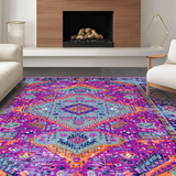 Ultra Soft Area Rug, Non Slip, Stain Resistant, Washable Area Rugs for Living Room, Bedroom, Bold Modern Geometric Layout(Purple)