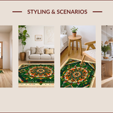 Ultra Soft Area Rug, Non Slip, Stain Resistant, Washable Area Rugs for Living Room, Bedroom, Ornate Medallion Bedroom Rug for Pet Owners(Green)