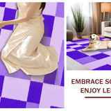 Ultra Soft Area Rug, Non Slip, Stain Resistant, Washable Area Rugs for Living Room, Bedroom, Vibrant Educational Diamond Pattern(Purple)
