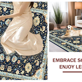Ultra Soft Area Rug, Non Slip, Stain Resistant, Washable Area Rugs for Living Room, Bedroom, Chic Geometric Floral Arrangement(Blue)