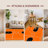 Ultra Soft Area Rug, Non Slip, Stain Resistant, Washable Area Rugs for Living Room, Bedroom, Energetic Playful Court Design(Orange)