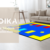 Ultra Soft Area Rug, Non Slip, Stain Resistant, Washable Area Rugs for Living Room, Bedroom, Colorful Whimsical Geometric Motif(Yellow)