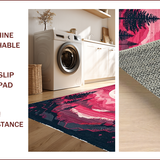 Ultra Soft Area Rug, Non Slip, Stain Resistant, Washable Area Rugs for Living Room, Bedroom, Chic Half-Moon Colorful Motif(Pink)