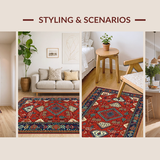 Ultra Soft Area Rug, Non Slip, Stain Resistant, Washable Area Rugs for Living Room, Bedroom, Cozy Textural Braided Visual(Red)