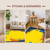 Ultra Soft Area Rug, Non Slip, Stain Resistant, Washable Area Rugs for Living Room, Bedroom, Stellar Fun Explorative Layout(Yellow)