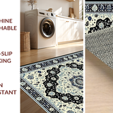 Ultra Soft Area Rug, Non Slip, Stain Resistant, Washable Area Rugs for Living Room, Bedroom, Intricate Mandala Motif in Cream(White)