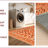 Ultra Soft Area Rug, Non Slip, Stain Resistant, Washable Area Rugs for Living Room, Bedroom, Vibrant Geometric Orange Elegance(Orange)