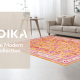 Ultra Soft Area Rug, Non Slip, Stain Resistant, Washable Area Rugs for Living Room, Bedroom, Colorful Playful Petal Arrangement(Orange)