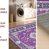 Ultra Soft Area Rug, Non Slip, Stain Resistant, Washable Area Rugs for Living Room, Bedroom, Intricate Classic Medallion Style(Purple)