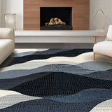 Ultra Soft Area Rug, Non Slip, Stain Resistant, Washable Area Rugs for Living Room, Bedroom, Abstract Grayscale Wave Pattern Runner Rug with Flowing Striped Motif(Gray)