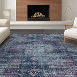 Ultra Soft Area Rug, Non Slip, Stain Resistant, Washable Area Rugs for Living Room, Bedroom, Luxurious Foldable Non-Slip Microfiber Floor Covering With Elegant Design(Blue)