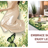 Ultra Soft Area Rug, Non Slip, Stain Resistant, Washable Area Rugs for Living Room, Bedroom, Vibrant Butterfly Botanical Print(Beige)