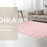 Ultra Soft Area Rug, Non Slip, Stain Resistant, Washable Area Rugs for Living Room, Bedroom, Scalloped Wavy Bow Decor Rug Preppy-Inspired Ribbon Pattern Accent(Pink)