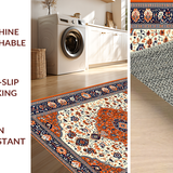 Ultra Soft Area Rug, Non Slip, Stain Resistant, Washable Area Rugs for Living Room, Bedroom, Artful Ogee Pattern in Warm Tones(White)