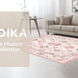 Ultra Soft Area Rug, Non Slip, Stain Resistant, Washable Area Rugs for Living Room, Bedroom, Playful Nature-Inspired Patterns(Pink)