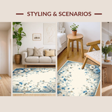 Ultra Soft Area Rug, Non Slip, Stain Resistant, Washable Area Rugs for Living Room, Bedroom, Artful Hand-Painted Nature Pattern(Ivory)