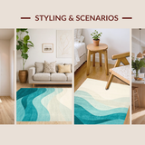 Ultra Soft Area Rug, Non Slip, Stain Resistant, Washable Area Rugs for Living Room, Bedroom, Serene Coastal Watercolor Design(Beige)
