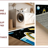 Ultra Soft Area Rug, Non Slip, Stain Resistant, Washable Area Rugs for Living Room, Bedroom, Colorful Cosmic Cartoon Landscape(Black)