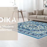 Ultra Soft Area Rug, Non Slip, Stain Resistant, Washable Area Rugs for Living Room, Bedroom, Lively Contemporary Tiled Design(Blue)