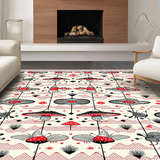Ultra Soft Area Rug, Non Slip, Stain Resistant, Washable Area Rugs for Living Room, Bedroom, Gothic Mushroom Patterned Elegance(Red)