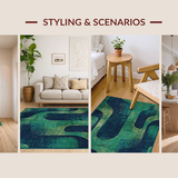 Ultra Soft Area Rug, Non Slip, Stain Resistant, Washable Area Rugs for Living Room, Bedroom, Aquatic Tentacle Masterpiece Rug With Artistic Whimsical Pattern(Blue)