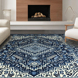 Ultra Soft Area Rug, Non Slip, Stain Resistant, Washable Area Rugs for Living Room, Bedroom, Chic Minimalist Lattice Design(Blue)