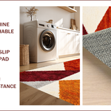 Ultra Soft Area Rug, Non Slip, Stain Resistant, Washable Area Rugs for Living Room, Bedroom, Rust Ivory Geometric Living Room Shag Rug(Orange)