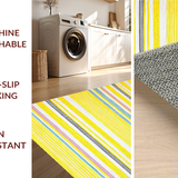 Ultra Soft Area Rug, Non Slip, Stain Resistant, Washable Area Rugs for Living Room, Bedroom, Playful Multi-Hued Stripe Blend(Yellow)