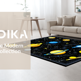 Ultra Soft Area Rug, Non Slip, Stain Resistant, Washable Area Rugs for Living Room, Bedroom, Vivid Cosmic Patterned Mat(Yellow)