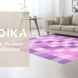 Ultra Soft Area Rug, Non Slip, Stain Resistant, Washable Area Rugs for Living Room, Bedroom, Elegant Pastel Grid Design(Purple)