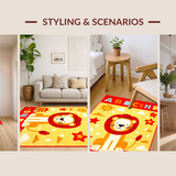 Ultra Soft Area Rug, Non Slip, Stain Resistant, Washable Area Rugs for Living Room, Bedroom, Charming Baby Safari Palette(Yellow)