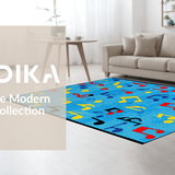 Ultra Soft Area Rug, Non Slip, Stain Resistant, Washable Area Rugs for Living Room, Bedroom, Vibrant Musical Harmony Theme(Blue)