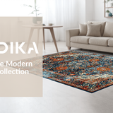 Ultra Soft Area Rug, Non Slip, Stain Resistant, Washable Area Rugs for Living Room, Bedroom, Rustic Vibrant Floral Design(Blue)