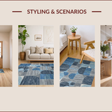 Ultra Soft Area Rug, Non Slip, Stain Resistant, Washable Area Rugs for Living Room, Bedroom, Sophisticated Geometric Earthy Palette(Blue)