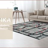 Ultra Soft Area Rug, Non Slip, Stain Resistant, Washable Area Rugs for Living Room, Bedroom, Interactive Urban Roadway Aesthetic(Gray)
