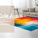 Ultra Soft Area Rug, Non Slip, Stain Resistant, Washable Area Rugs for Living Room, Bedroom, Dynamic Color Burst Abstract Motif(Orange)